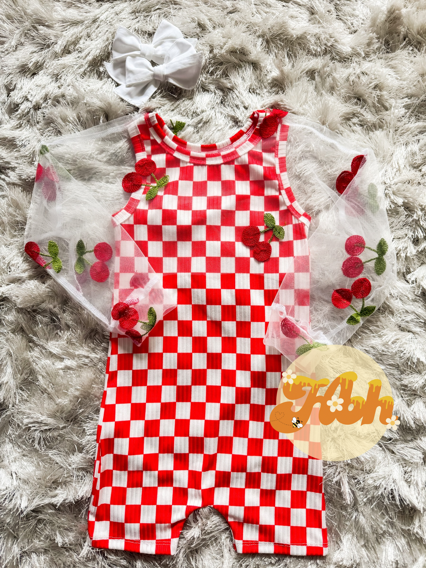 Red Checker Ollie Romper